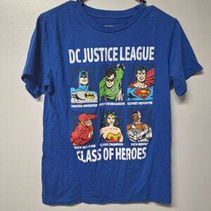 Justice League Tee Shirt Super Hero Boys XL Blue Short Sleeve
